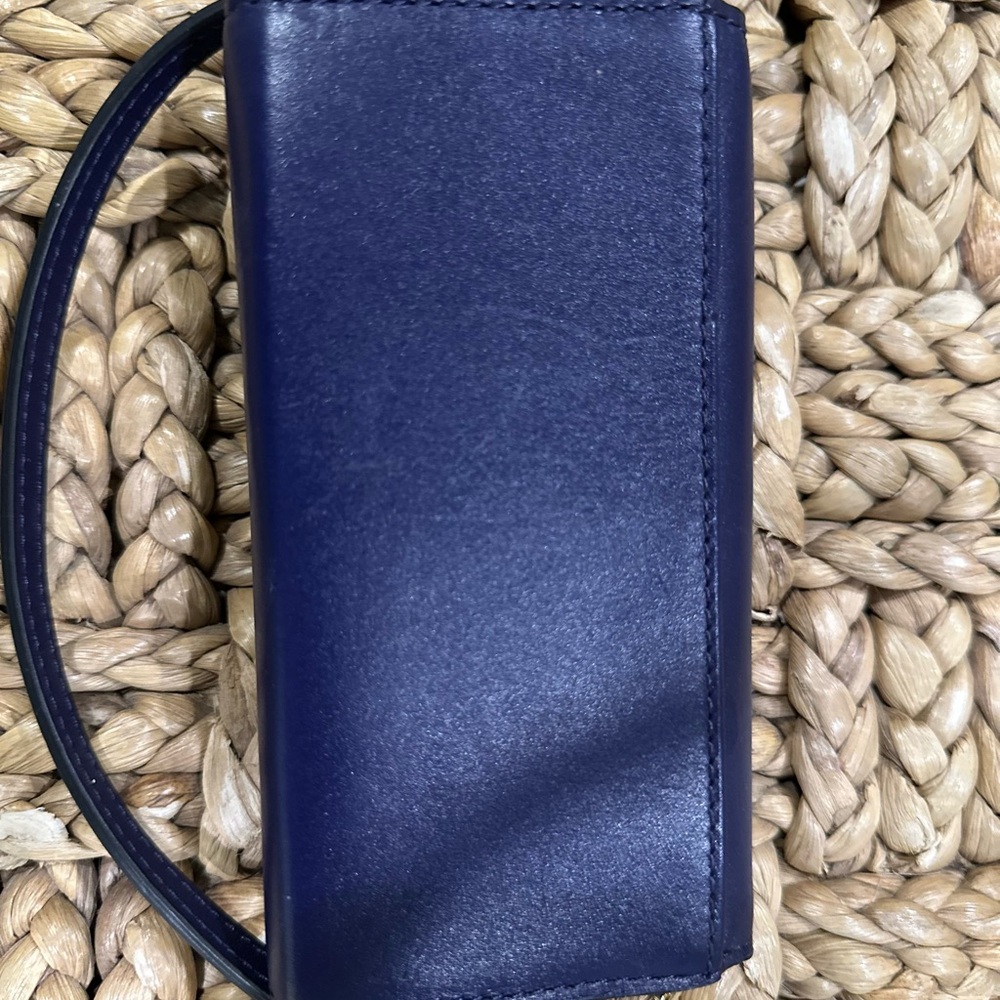 HENRI BENDEL Blue Leather Crossbody Wallet/Phone Purse - Picture 5 of 10